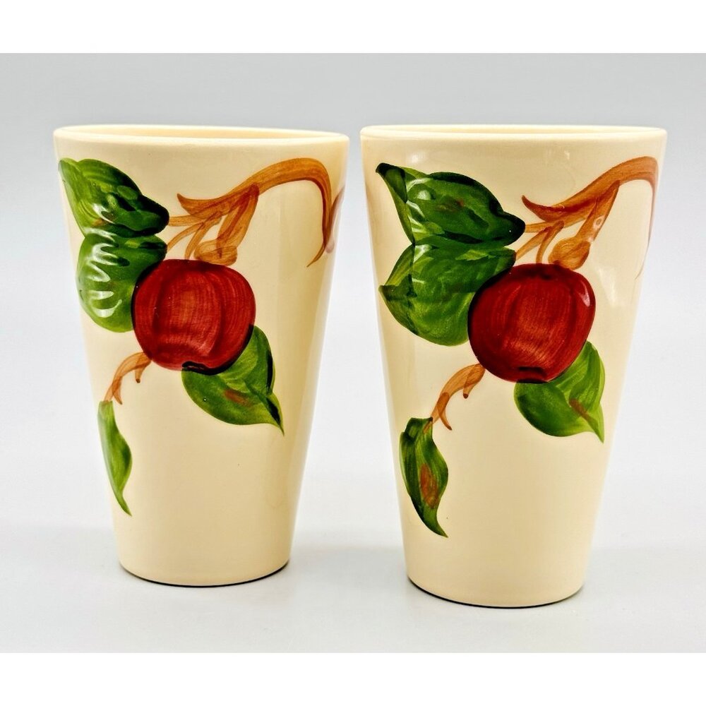 Franciscan Art Pottery Apple Water Tumblers 5‎ inch Made in USA Vintage Ceramic